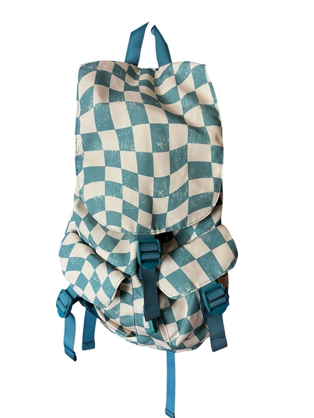 Art Class Girls Backpack Knapsack Rucksack Medium Green Checked Snap Pockets